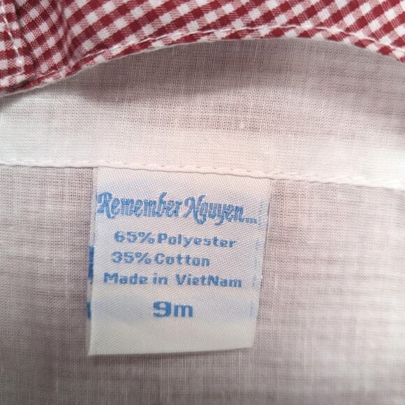 Remember Nguyen Longalls Romper Baby Boys Size 9m Red Gingham Christmas Boutique - Picture 4 of 4